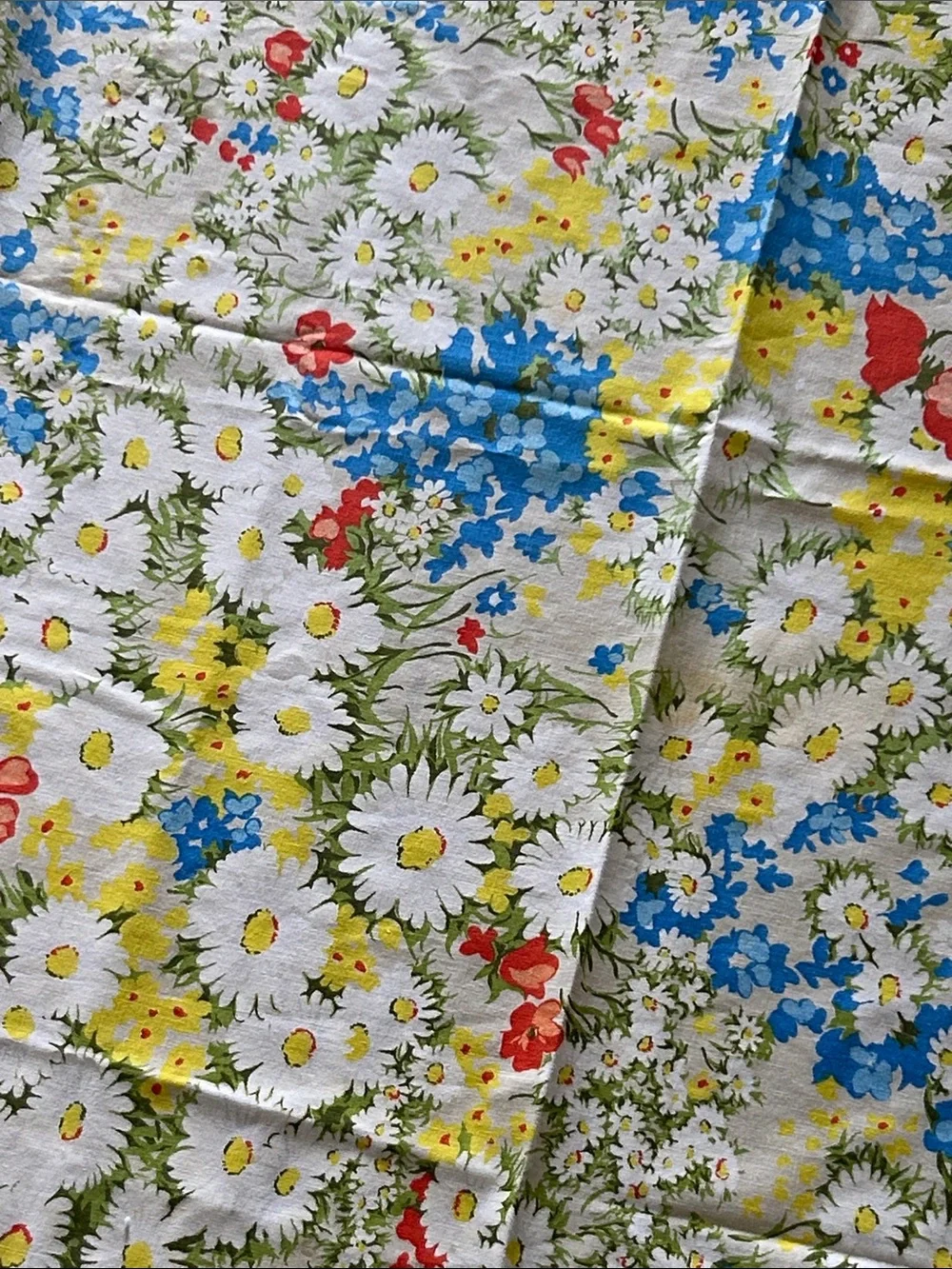 Vintage Mid Century Floral Square Tablecloth